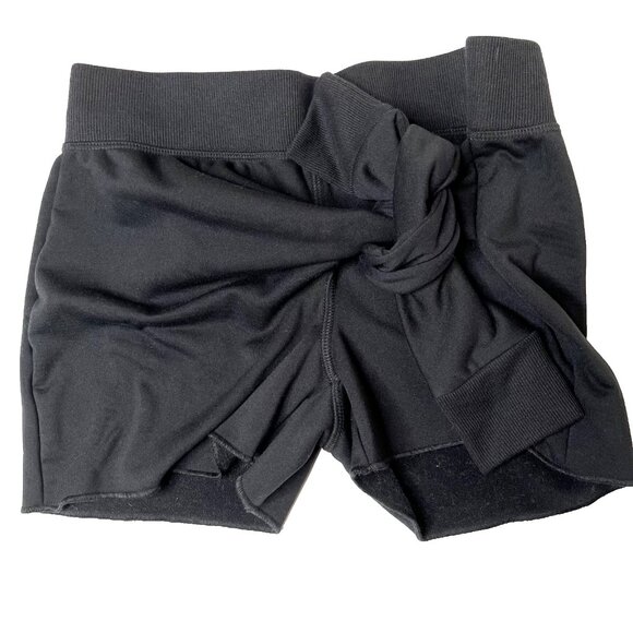 Fleece Tie Shorts Size Small Black Hot Pants Lounge Workout Athletic Handmade S - Picture 1 of 9